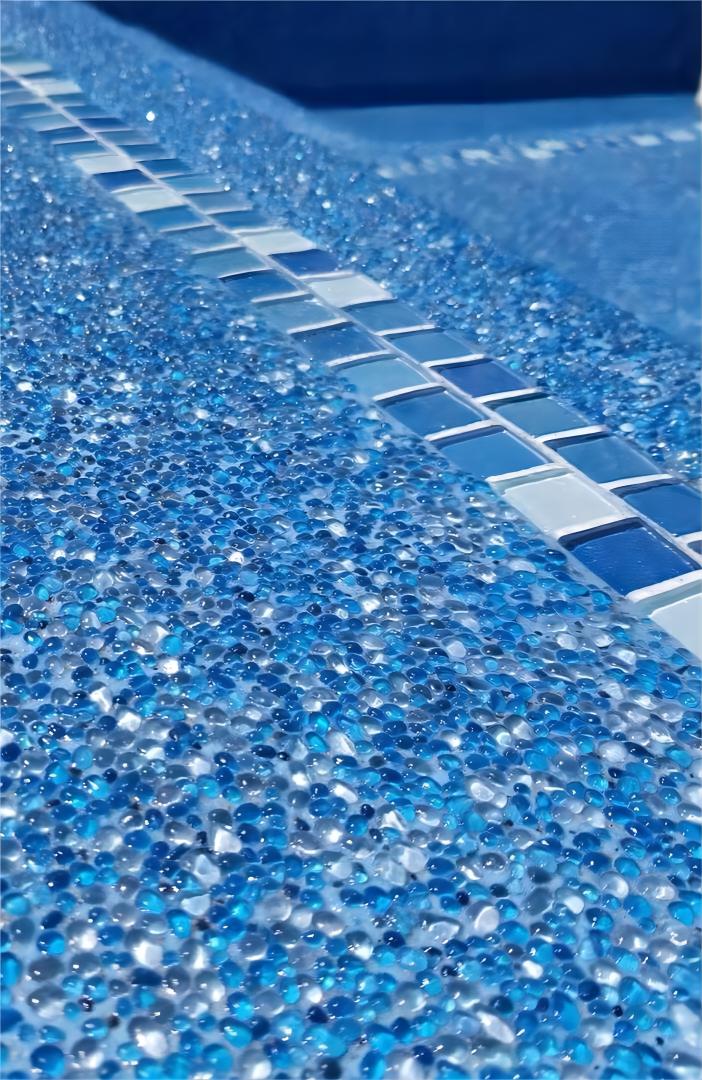 swimming pool glass beads surface