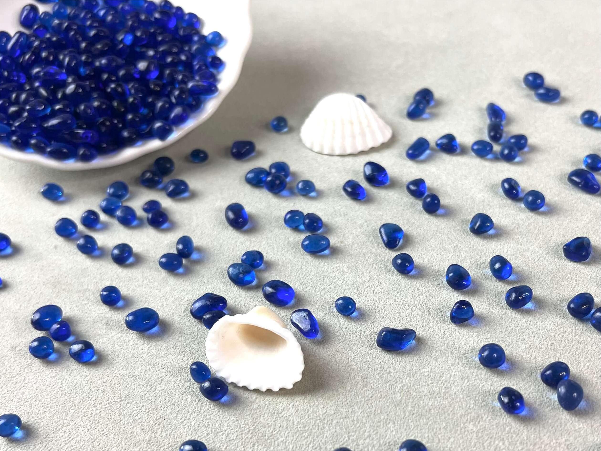 irregular pool glass beads cobalt blue color